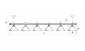 Лампа STARTBILLIARDS 6 пл. (плафоны антик медь,штанга хром,фурнитура хром,2)