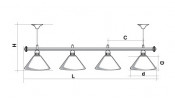 Лампа STARTBILLIARDS 4 пл. (плафоны бронза,штанга бронза,фурнитура золото)