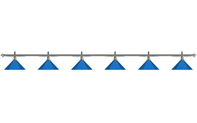 Лампа на шесть плафонов "Blue Light" (серебристая штанга, синий плафон D35см)